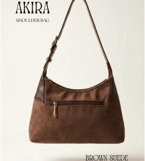 Akira Shoulder Bag Brown Suede