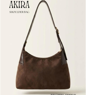 Akira Shoulder Bag Brown Suede