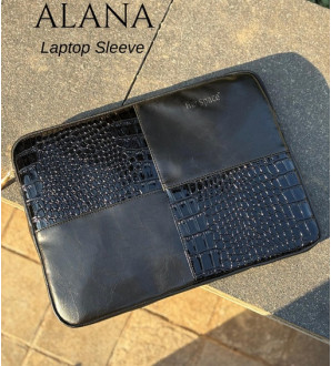 Alana Laptop Sleeve Croco Black