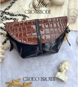 Alice Crossbody Croco Brown