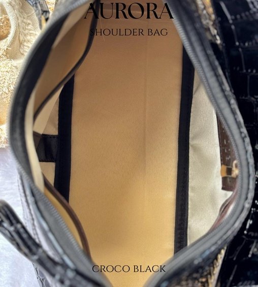 Aurora Shoulder Bag Croco Black