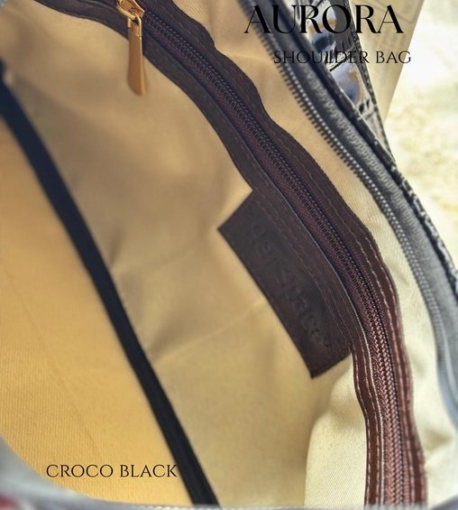 Aurora Shoulder Bag Croco Black