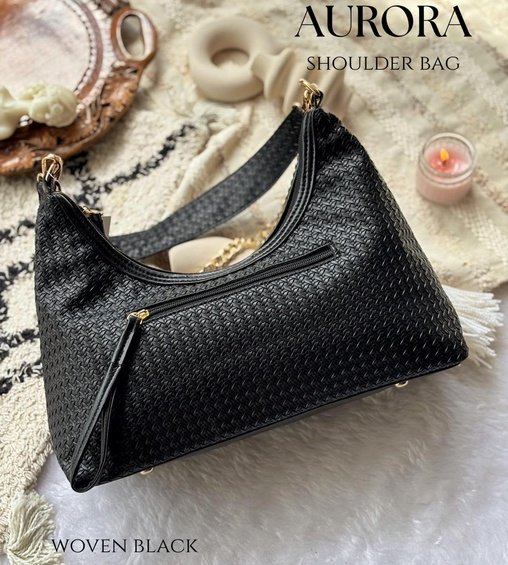 Aurora Shoulder Bag Woven Black Aurora Shoulder Bag Woven Black