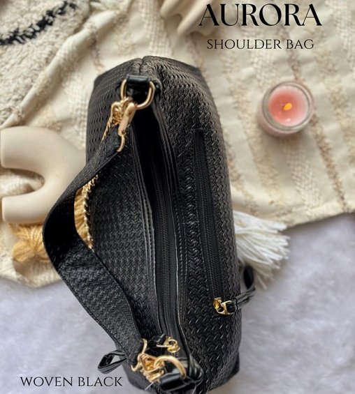 Aurora Shoulder Bag Woven Black Aurora Shoulder Bag Woven Black