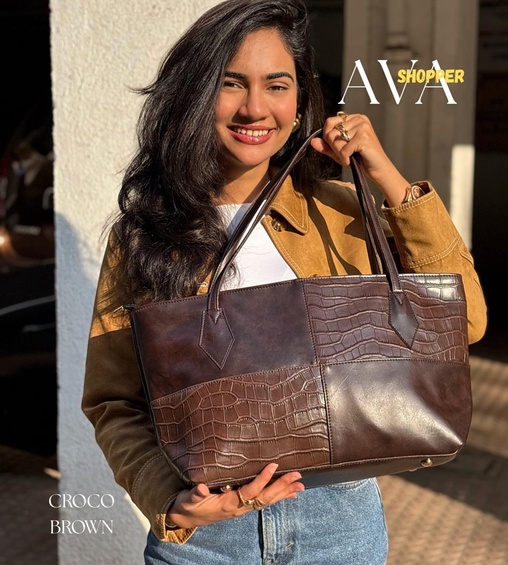 Ava Shopper Croco Brown Ava Shopper Croco Brown