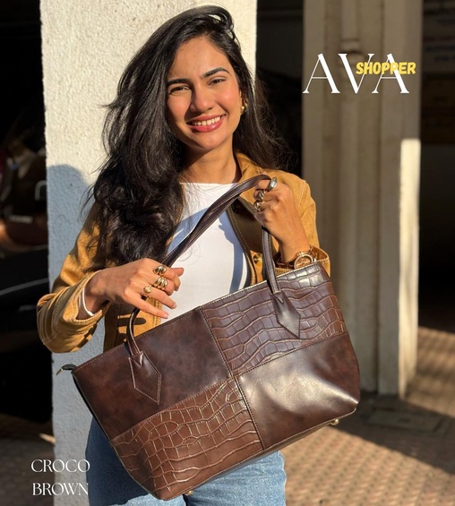 Ava Shopper Croco Brown Ava Shopper Croco Brown