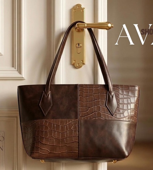 Ava Shopper Croco Brown