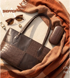 Ava Shopper Croco Brown