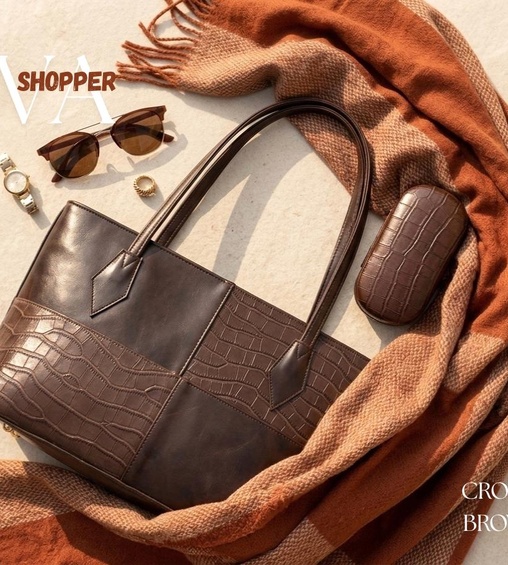 Ava Shopper Croco Brown Ava Shopper Croco Brown