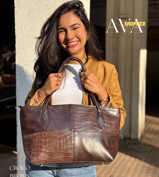 Ava Shopper Croco Brown Ava Shopper Croco Brown