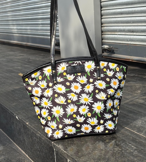 Fabric Basket Black Daisy