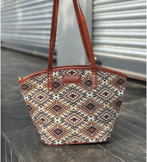 Fabric Basket Brown Diamond