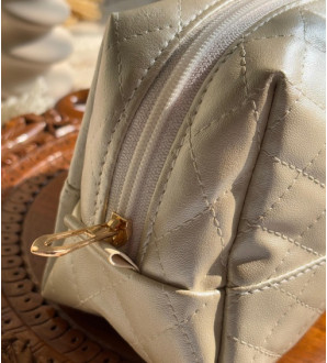 Chunky Box Pouch Quilted Beige