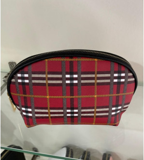 D Shape Pouch Red Checks