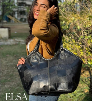 Elsa Shopper Textured Black
