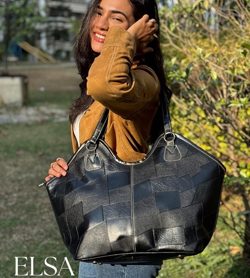 Elsa Shopper Textured Black