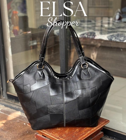 Elsa Shopper Textured Black