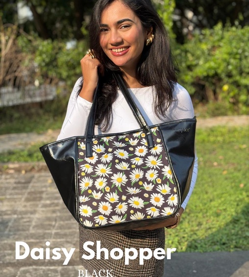 Floral Shopper Black