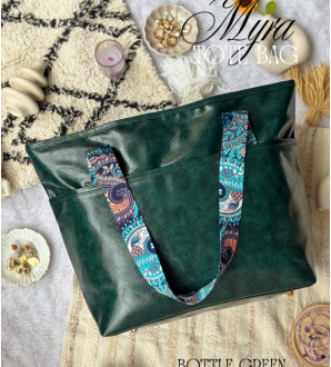 Myra Tote Bag Bottle Green
