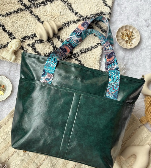 Myra Tote Bag Bottle Green