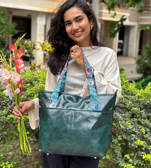 Myra Tote Bag Bottle Green