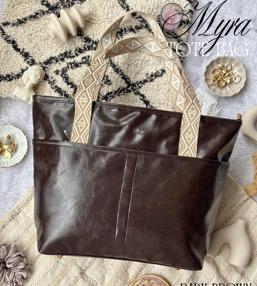 Myra Tote Bag Dark Brown